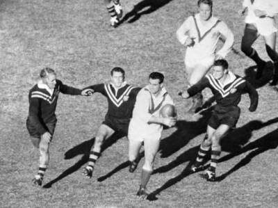 Derek Turner Tries To Evade Three Australian Players 1962 OLD RUGBY PHOTO