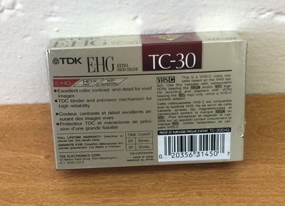 (2) New TDK E-HG TC-30 Extra High Grade VHS-C Camcorder Tape