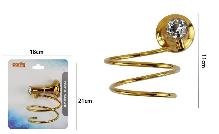 Porta Phon Asciugacapelli Moderno Fissaggio a Parete Bagno Dorato Crystal dfh