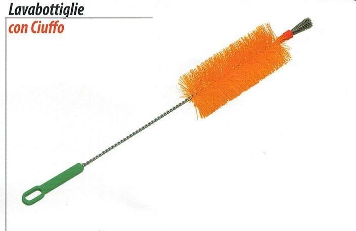 Spazzola Lavabottiglie Stelo Acciaio Fibre Sintetiche Fiocco Superiore moc