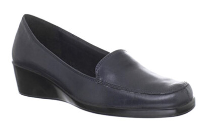 Aerosoles Navy Leather Final Exam Wedge Loafers 8 W NIB