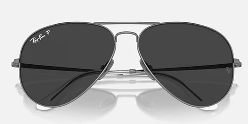 Pre-owned Ray Ban Ray-ban Rb8089 Titanium Aviator Polished Gunmetal / Black Polarized Size 62