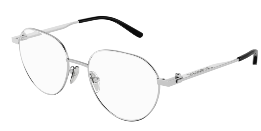 Pre-owned Balenciaga Bb0168o 001 Metal Silver Round Men Eyeglasses In Clear