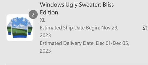 Pre-owned Microsoft Windows Ugly Christmas Sweater - Bliss Edition Men's Size Xl 2023 In Blue
