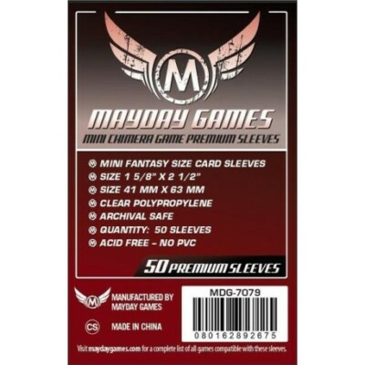 MDG7079 Premium Mini Chimera Sleeves 43mm x 65mm Dark Red (50)