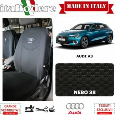 Coprisedili Auto Compatibili Per Fiat 500 Dal 2007 - Set Completo Anteriore/posteriore, Nero/grigio Scuro, Made In Italy