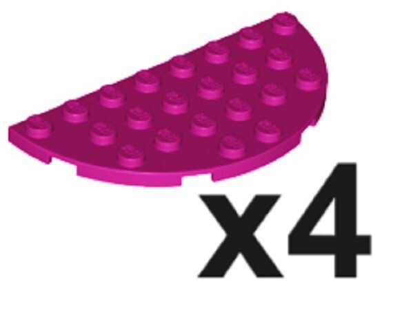🧱 LEGO 4 New Magenta Plate Round Half 4 x 8 Studs Pieces