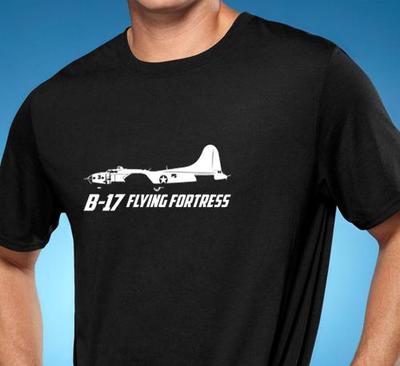B-17 Flying Fortress Bomber Classic Outline Design Tshirt NEW FREE SHIPPING