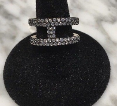 Designer inspired ''H  CZ   PAVE RING ! Adjustable size 7 Gift