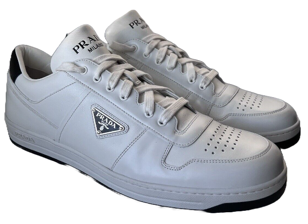 PRADA Men’s Downtown Leather Sneakers White/Black Size 14 US / 13 UK NEW PRADA Men’s Downtown Leather Sneakers White/Black Size 14 US / 13 UK NEW