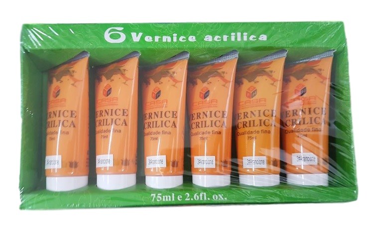 Pittura Acrilica Vernice Confezione 6 Pezzi Colore Arancione Tubo 75ml dfh