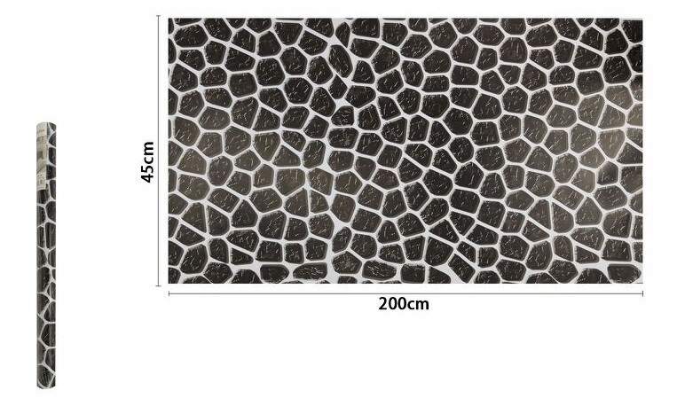 Rotolo Pellicola Adesiva Pietre Nere 45cmx2m Pannelli Cassetti Mobili Casa dfh