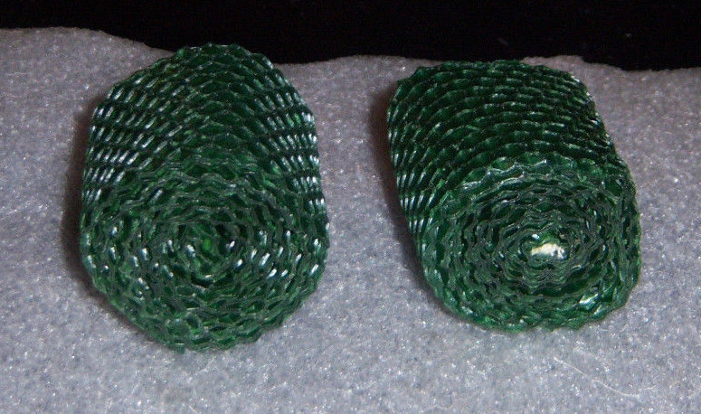 Pair of green colored beeswax candles 2” high 1 1/2” round