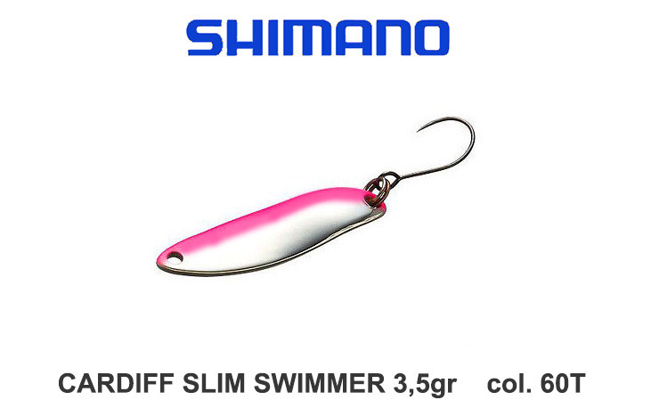 CARDIFF SLIM SWIMMER SPOON 3,5 GR COL 60T RED SILVER TROUT AREA SHIMANO JAPAN