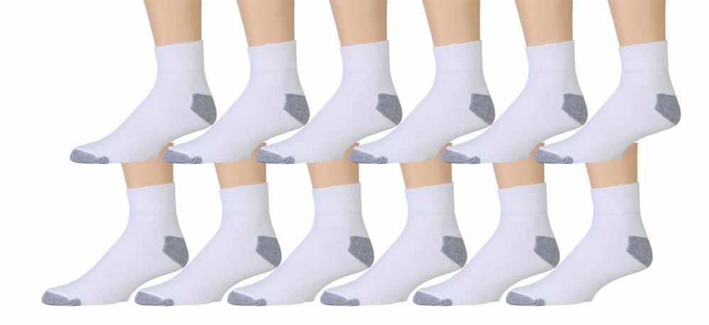 12 Pairs Men Ankle Quarter Sports Socks Athletic Cotton Low Cut Socks Size 10-13