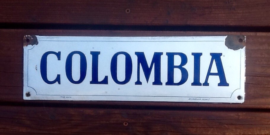Antique Vintage old original Enamel Street Sign Columbia