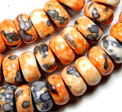 5x10mm Orange Rain Stone Heishi Loose Beads 16''