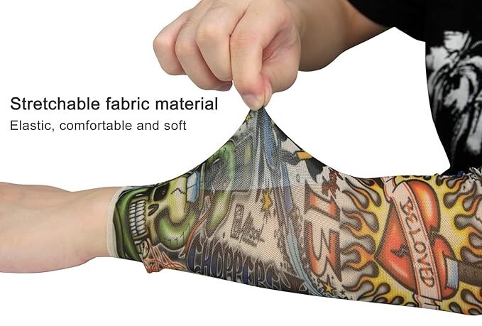 10-Pack Temporary Tattoo Sleeves Body Art Cooling Fake Slip On Arm Sun Protector