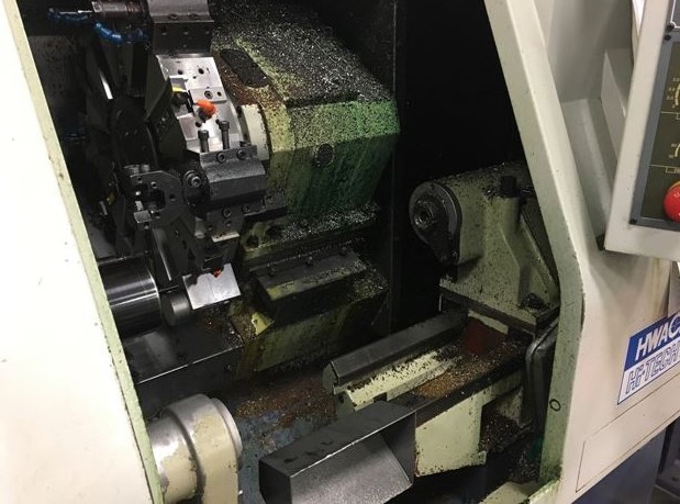 HWACHEON Hi-TECH 100B 2-AXIS CNC LATHE, with Barfeed--Mazak, Haas, Doosan, Mori