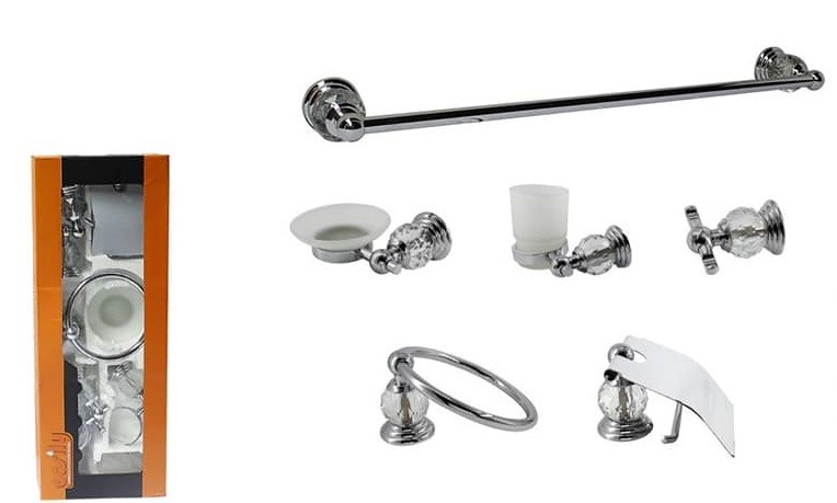 Bagno 6 Accessori Cromato Porta Asciugamano Rotolo Bicchiere Spazzolin 52435 dfh