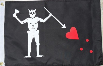 PIRATE FLAG 12''X18'' BLACKBEARD EDWARD TEACH DOUBLE SIDED NYLON BOAT/MOTORCYCLE