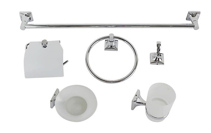 Bagno 6 Accessori Cromato Porta Asciugamano Rotolo Bicchiere Spazzolin 52917 dfh