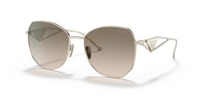 Pre-owned Prada Pr 57ys Zvn3d0 Pale Gold Lt Brown Grad Light Grey 57 Mm Women's Sunglasses