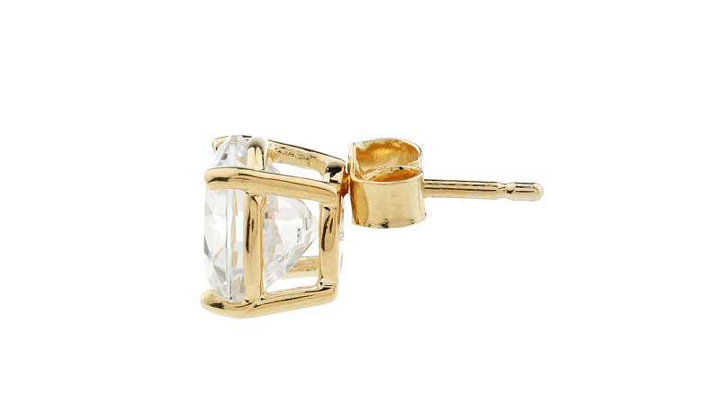 Diamonique 14K Gold Clad 100 Facet Round 6.00cttw Stud