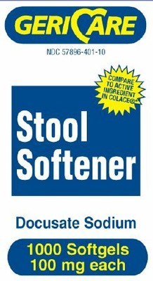 GeriCare Stool Softener Docusate Sodium, 100mg Softgels, 1000 Ct / bottle (2 Pk)