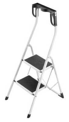 Hailo 4342-001 2 Steps, Steel Step Stool, 330 Lb. Load Capacity, White