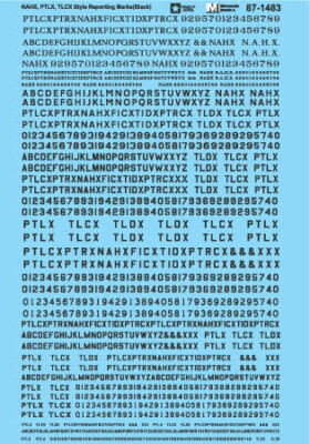 Microscale HO Railroad Decal Set NAHX, PTLX, TLCX Style Reporting Marks 87-1483