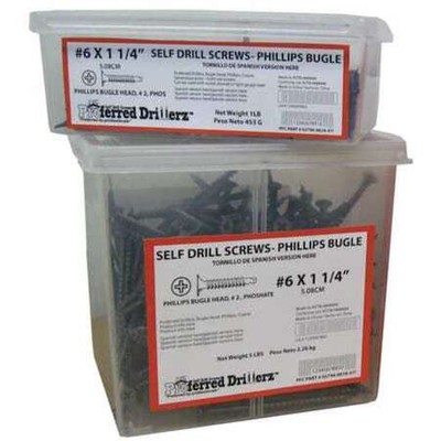 Zoro Select P50020-Pg Self-Drilling Screw, #6 X 1 1/8 In, Phosphate Coated
