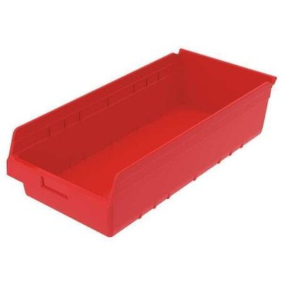 Akro-Mils 30014Red Shelf Storage Bin, Plastic, 11 1/8 In W, 6 In H, 23 5/8 In