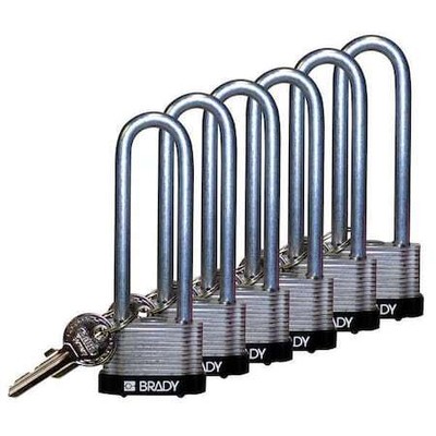Brady 123265 Keyed Padlock, Extended, Rectangular Steel Body, Hardened Steel