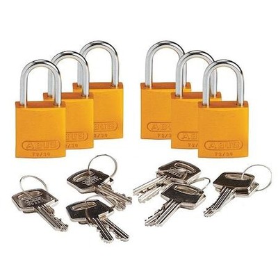 Brady 133264 Lockout Padlock,Kd,Yellow,1-7/16''H,Pk6