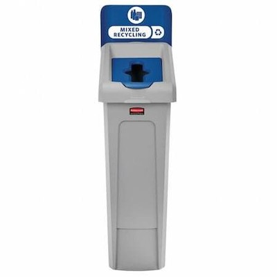 Rubbermaid Commercial 2185055 23 Gal Rectangular Recycling Station, Flat With