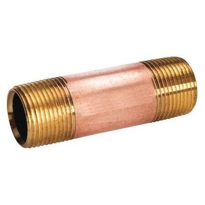 Zoro Select 461-060Bsnp 1/4'' Mbspt X Mnpt X 6'' Tbe Red Brass Pipe Nipple Sch 40