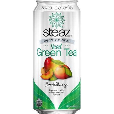 Z 093015 Steaz Organic Iced Tea Peach Mango Zero 16 Oz., Pk1