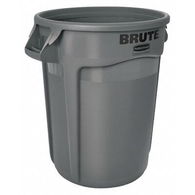Rubbermaid Commercial Fg263200gray 32 Gal Round Trash Can, Gray, 22 In Dia,