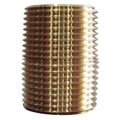 Zoro Select 6Azd9 3/4'' Mnpt X 1-3/8'' Tbe Brass Close Pipe Nipple Pk5