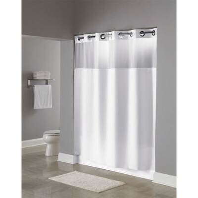 Hookless Hbh49mys01sl77am Shower Curtain, Polyester, White, 71'' W, 77'' L