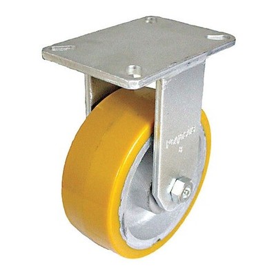 Zoro Select P29r-Uy100k-18 Plate Caster,3000 Lb. Load,Yellow Wheel