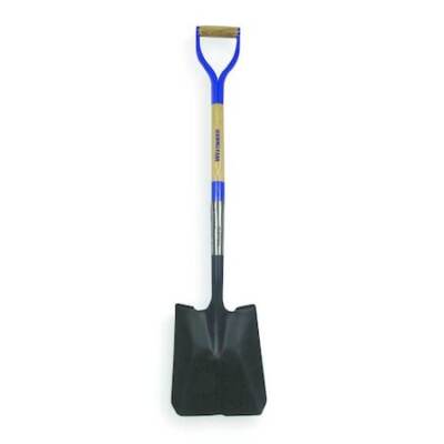 Westward 1Wg34 14 Ga Standard Step Square Point Shovel, Steel Blade, 30 In L