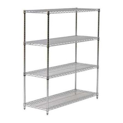 Zoro Select 45Vx89 Wire Shelving Unit, 24''D X 36''W X 54''H, 4 Shelves, Chrome