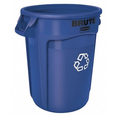 Rubbermaid Commercial Fg263273blue 32 Gal Round Recycling Bin, Open Top, Blue,