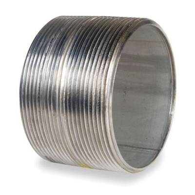 Zoro Select T6bnl01 4'' Mnpt Close Tbe Stainless Steel Pipe Nipple Sch 40