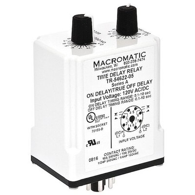 Macromatic Tr-55122-12 Time Dlay Rlay,120Vac/Dc,10A,Dpdt,3 Sec.