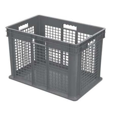 Akro-Mils 37676Grey Straight Wall Container, Gray, Industrial Grade Polymer, 23