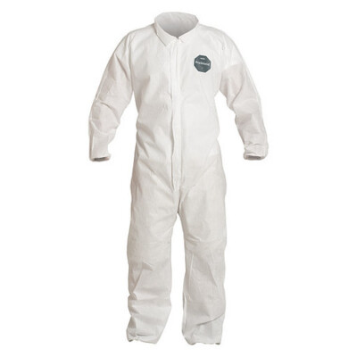 Dupont Pb125swh3x002500 Collared Disposable Coverall,3Xl,25 Pk,White,Sms,Zipper