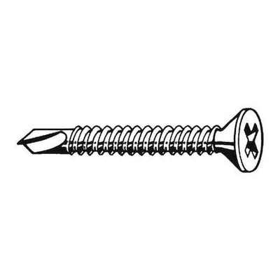 Zoro Select B31880.016.0225 Self-Drilling Screw, #8 X 2-1/4 In, Plain 410